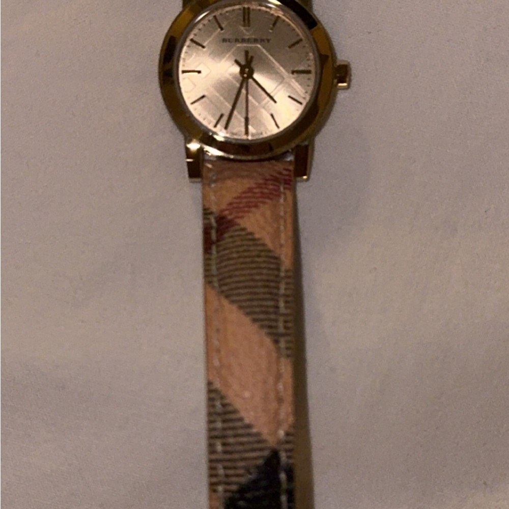 Burberry Gold and Plaid Watch